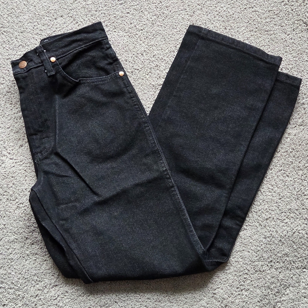 NWT Wrangler Men's Black Cowboy Cut Stretch Slim Fit Denim Jeans, Size 30x30